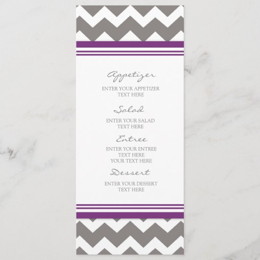 Wedding Menu Plum Gray Chevron (Voorkant)