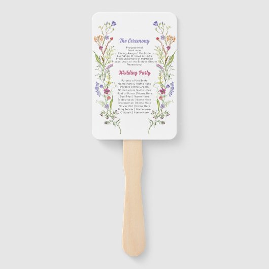 Wedding Menu Programma Wildflowers Floral Handwaaier (Achterkant)