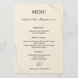 Wedding Menu Template | Elegant Minimalist Design