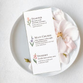 Wedding Menu with Soft Botanical Garden Design