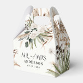 Wedding met de heer Mrs. pampas eucalyptus modern  Bedankdoosjes (Voorkant Zijde)