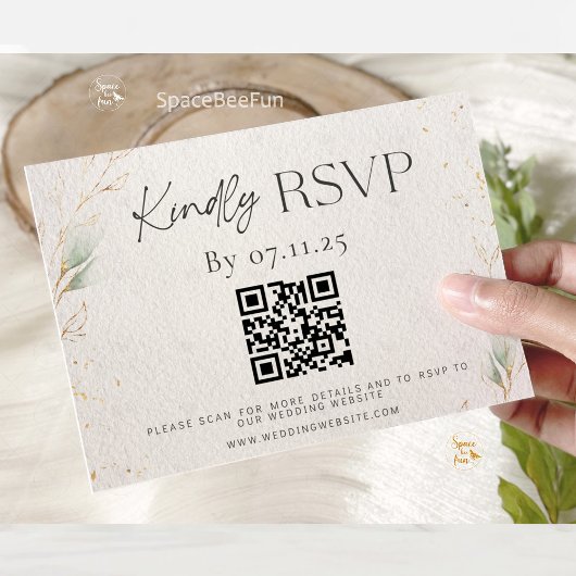 Wedding Minimalist RSVP website QR code behuizing Notitiekaartje