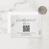 Wedding Minimalist RSVP website QR code behuizing Notitiekaartje (Voorkant / Achterkant in situ)