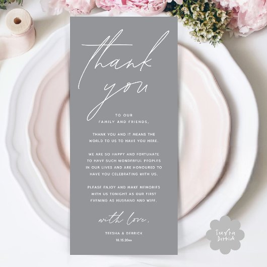 Wedding Minimalist Wedding Dinner Thank You Card Programma