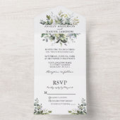 Wedding Modern Elegant Waterverf Greenery All In One Uitnodiging (Binnen)