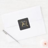 Wedding Monogram Design with Names and Date Vierkante Sticker (Envelop)