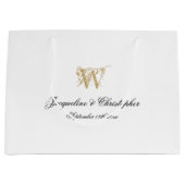 Wedding Monogram Elegant Chic White Gold Classy Groot Cadeauzakje (Voorkant)