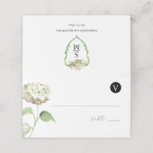 Wedding Monogram Hydrangea Escort Cards (Buitenkant ongevouwen)