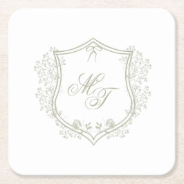 Wedding Monogram Vierkante Kartonnen Onderzetter