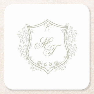Wedding Monogram Vierkante Kartonnen Onderzetter