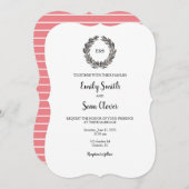 Wedding Monogram Wreath Stripe Kaart (Voorkant / Achterkant)