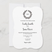 Wedding Monogram Wreath Stripe Kaart (Voorkant)