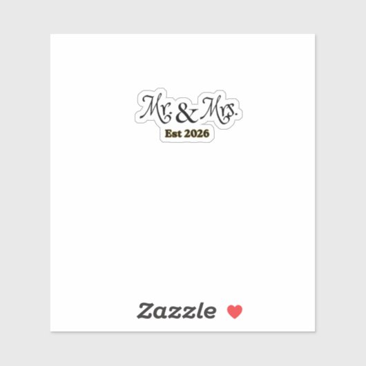 Wedding Mr and Mrs temporary  Sticker (Vel)