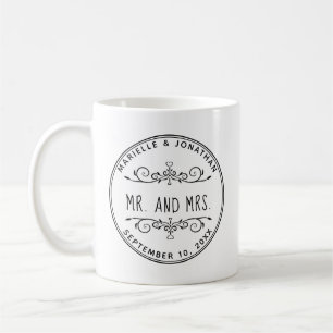 Wedding Mr en Mrs Couple Monogrammed Names Koffiemok