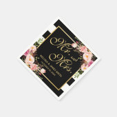 Wedding Mr. en Mrs. Floral Gold Lijst Stripes Servetten (Hoek)