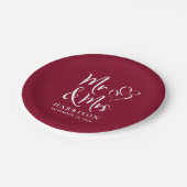 Wedding Mr Mrs Burgundy Papieren Bordje (Gekanteld)