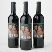 Wedding Mr & Mrs Foto Wijn Etiket (Flessen)