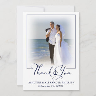 Wedding Nautical Anchor 2 foto's Script Dank u Bedankkaart