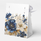 Wedding Navy Blue White Golden Floral Silver Bedankdoosjes (Achterkant)