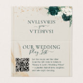 Wedding Neutral Cream QR Emerald Green Rose Floral (Outside Unfolded)