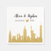 Wedding New York City Heart NYC Skyline Gold Servet (Voorkant)