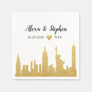 Wedding New York City Heart NYC Skyline Gold Servet