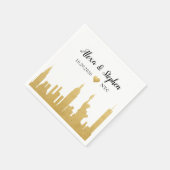 Wedding New York City Heart NYC Skyline Gold Servet (Hoek)