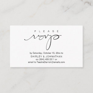 Wedding nodigt RSVP uit via e-mail of sms Informatiekaartje