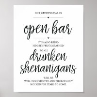 Wedding Open Bar, dronken shenanigans, bord