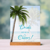 Wedding Open Bar Palm Trees Acrylic Sign (Neutre)