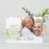Wedding opslaan Aangepaste foto van datum bekendma Feestdagenkaart (Staand voorkant)