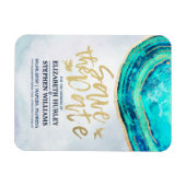 Wedding opslaan Datum Blauwgroen Waterverf en Gold Magneet (Horizontaal)