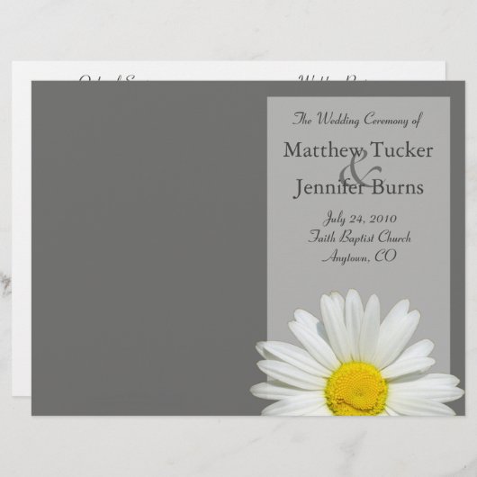 Wedding Order of Service and Ceremony Program (Voorkant / Achterkant)