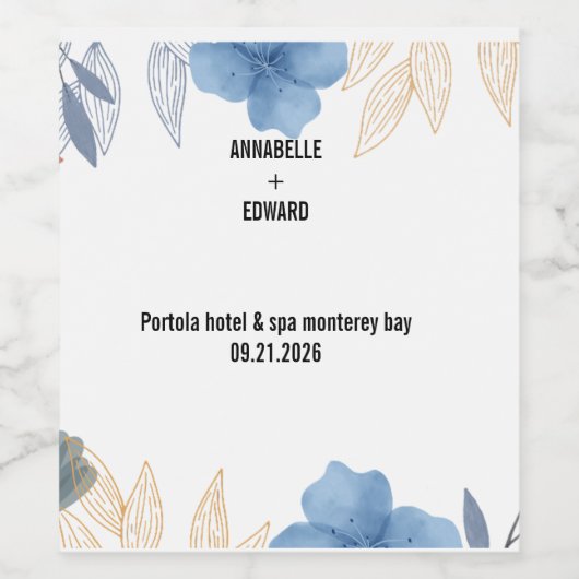 Wedding pampas eucalyptus modern de heer en mevrou wijn etiket (Enkel label)