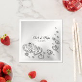 Wedding Party Silver Hearts Grey Elegant Trendy Servet (Insitu)