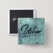 Wedding Party Usher Vierkante Button 5,1 Cm (Voorkant /achterkant)
