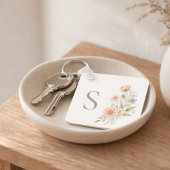 Wedding Party Wildflower Gift Monogram Sleutelhanger