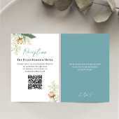 Wedding Peach Blue Receptie QR Code RSVP Informatiekaartje