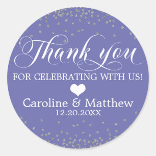 Wedding Peri Sprinkle Sparkle Silver DANK JE Ronde Sticker