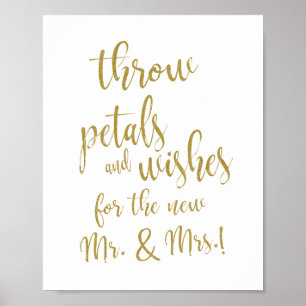 Wedding Petal Toss 8x10 Gold Glitter Sign Poster
