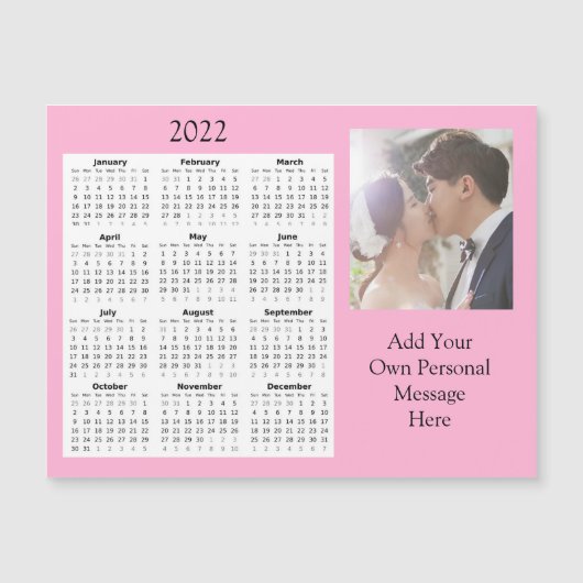 Wedding Photo 2022 Mini Calendar Magnetic Invitat Magnetische Uitnodiging (Voorkant)
