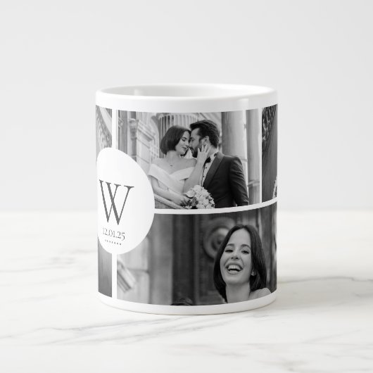 Wedding Photo Collage Mug with Initial & Date (Devant)
