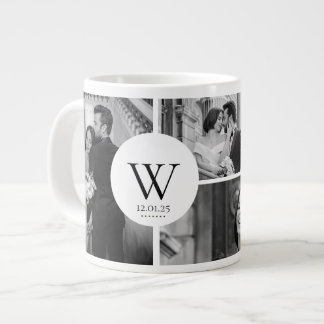 Wedding Photo Collage Mug with Initial & Date Extra Grote Beker