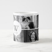 Wedding Photo Collage Mug with Initial & Date Extra Grote Beker (Voorkant)