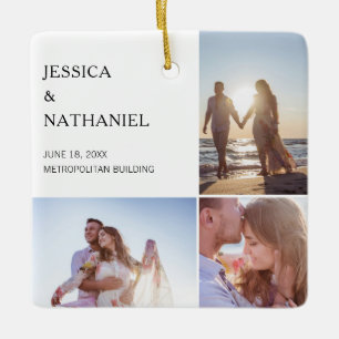 Wedding Photo Collage   Witte kerst Keramisch Ornament