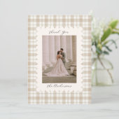 Wedding Photo Guest Appreciation Gingham Bedankkaart (Staand voorkant)