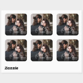 Wedding Photo Hand-Lettered Thank You Vierkante Sticker (Vel)