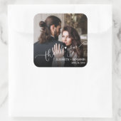 Wedding Photo Hand-Lettered Thank You Vierkante Sticker (Tas)