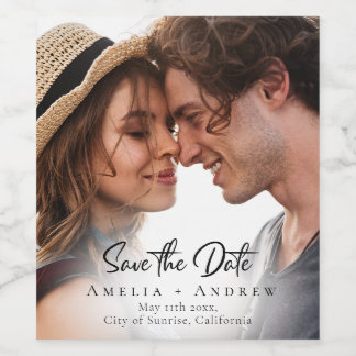 Wedding Photo Save the Date Minimalist Wijn Etiket