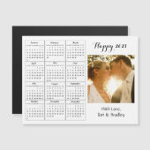 Wedding Photo White Mini 2021-kalender Magnetische Uitnodiging (Voorkant / Achterkant)